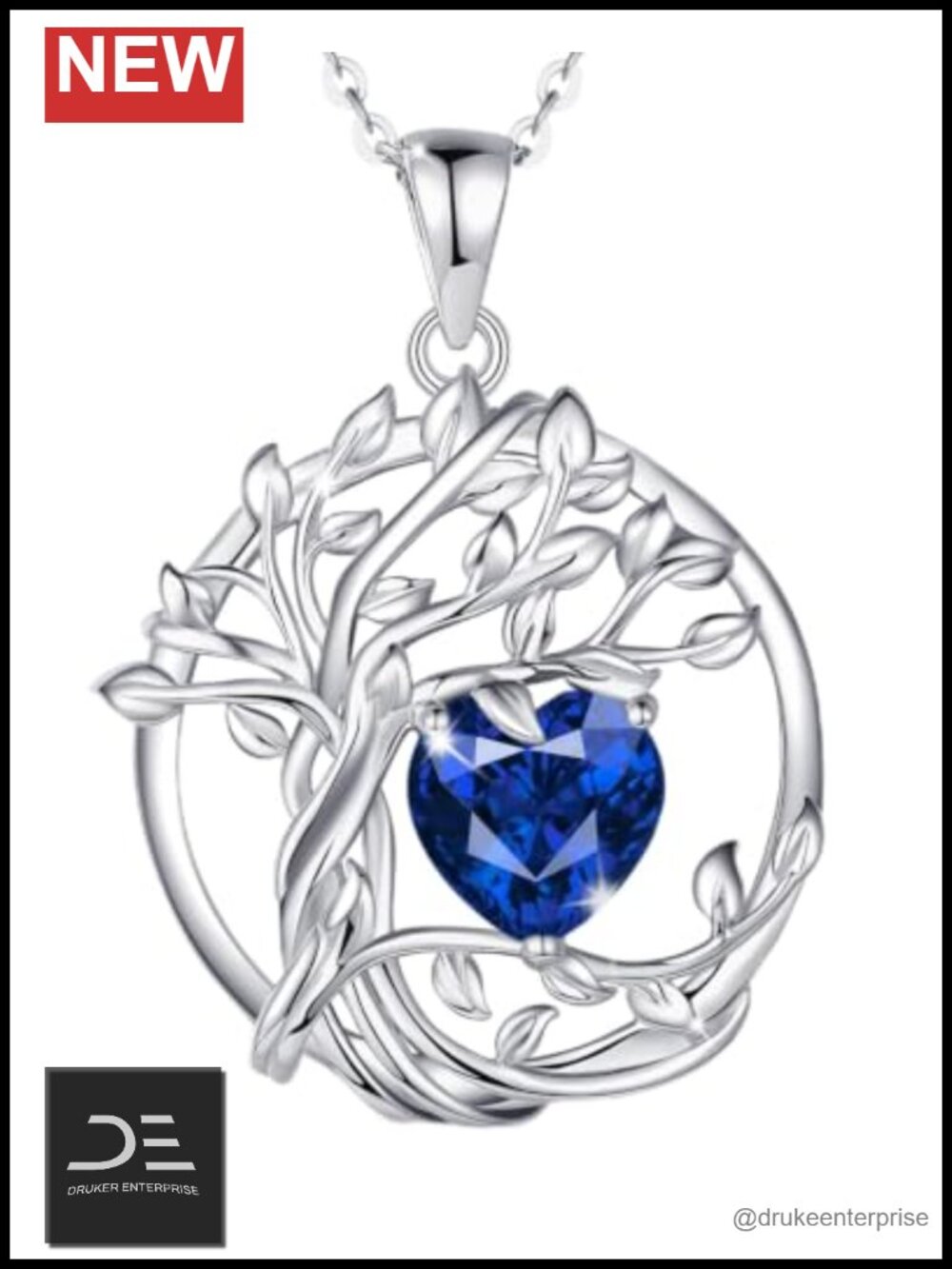 Tree of Life Birthstone Pendant Necklace Women Gold Plated